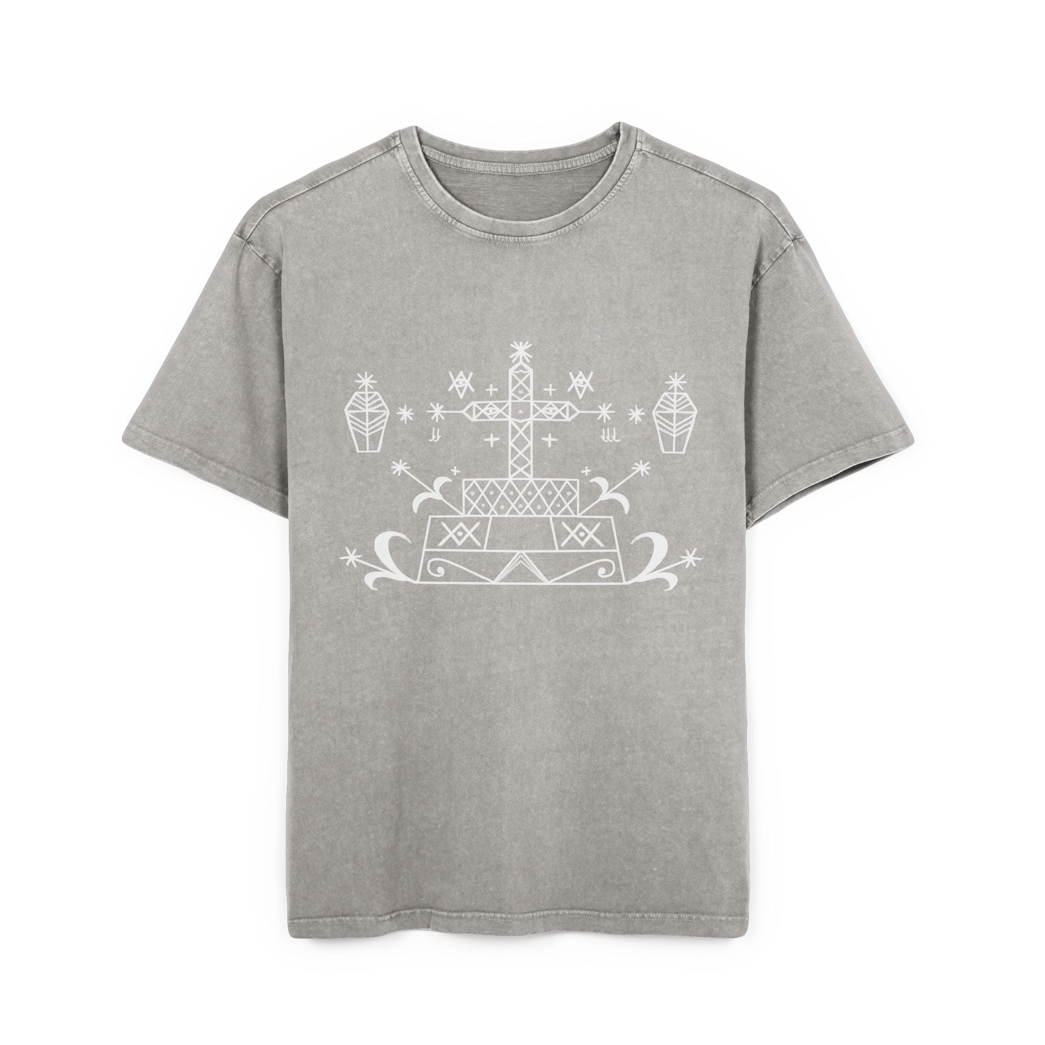 Baron Samedi Vévé - Men’s Acid Washed Oversized Tee