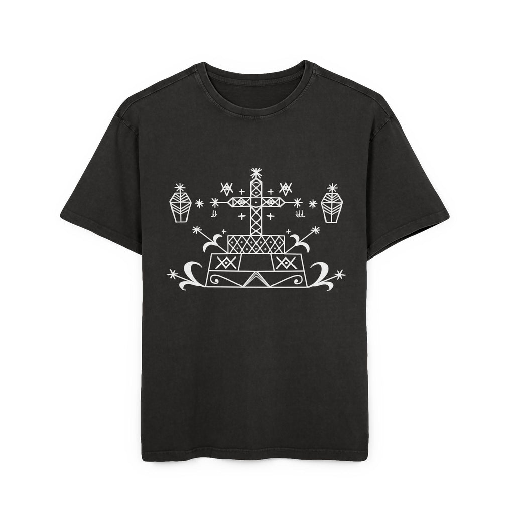 Baron Samedi Vévé - Men’s Acid Washed Oversized Tee