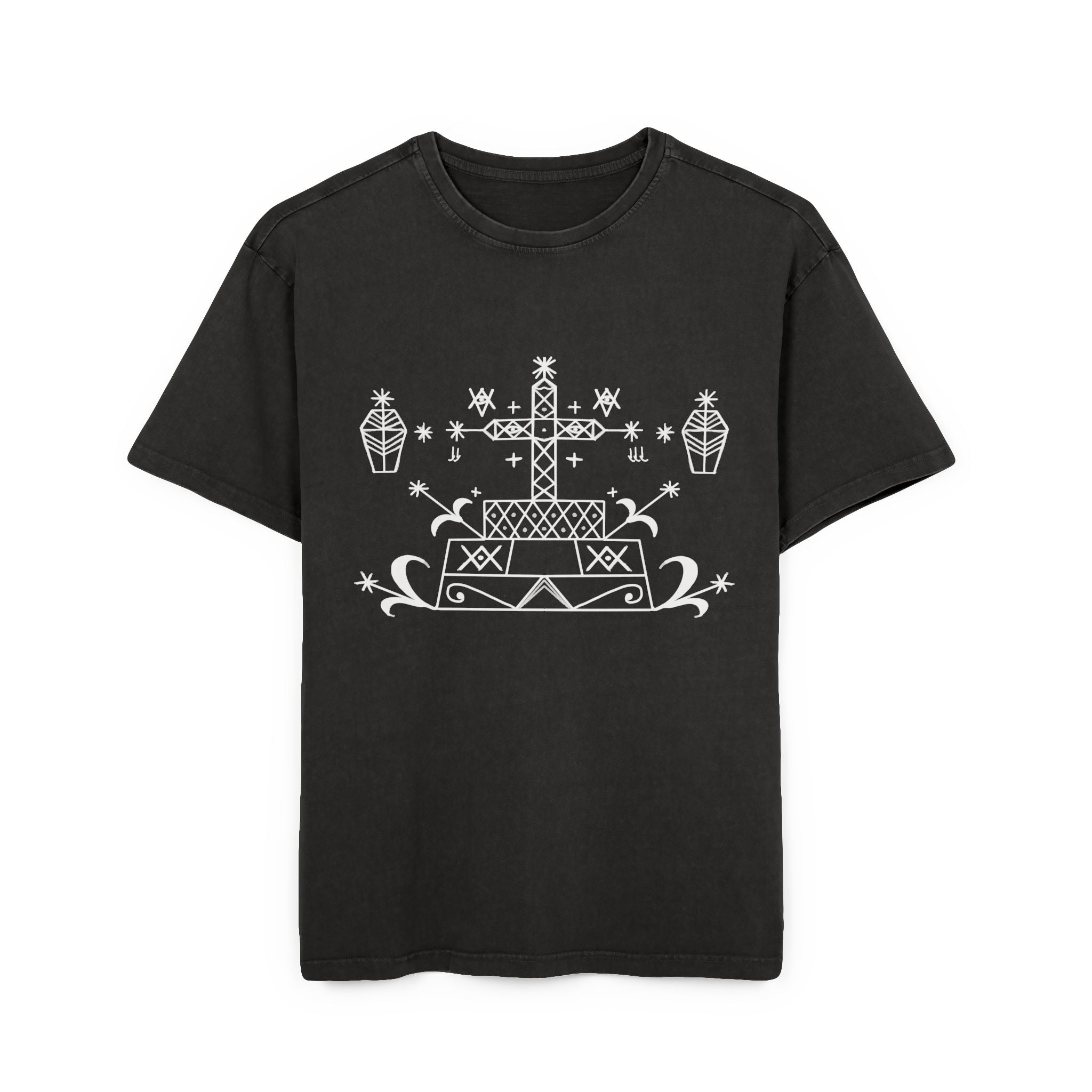 Baron Samedi Vévé - Men’s Acid Washed Oversized Tee