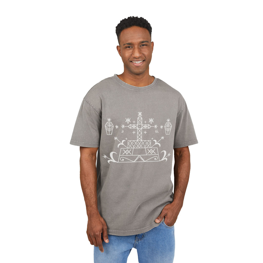 Baron Samedi Vévé - Men’s Acid Washed Oversized Tee